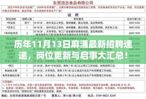 历年11月13日麻涌最新招聘速递,岗位更新与启事大汇总!