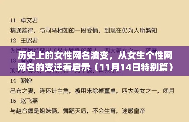 历史上的女性网名演变,从女生个性网网名的变迁看启示(11月14日特别篇)