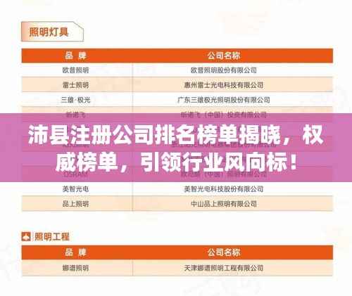 沛县注册公司排名榜单揭晓,权威榜单,引领行业风向标!